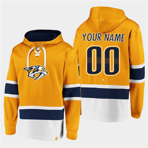 Men's Gold Nashville Predators Active Player Custom Ageless Must-Have Lace-Up Pullover Hoodie